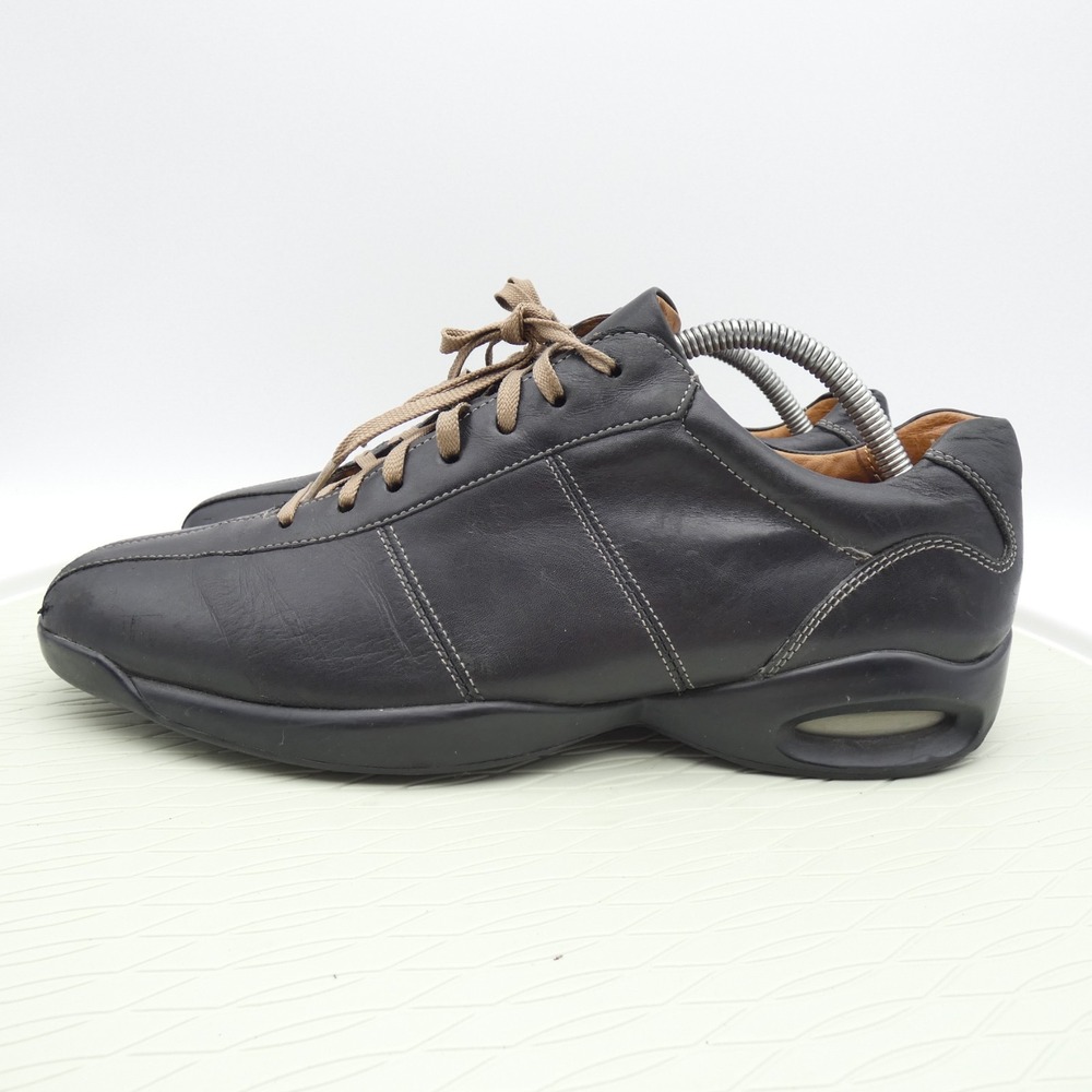 Cole Haan Men's US 10 Casual Shoes Black Leather Round Toe Lace Up Sneakers